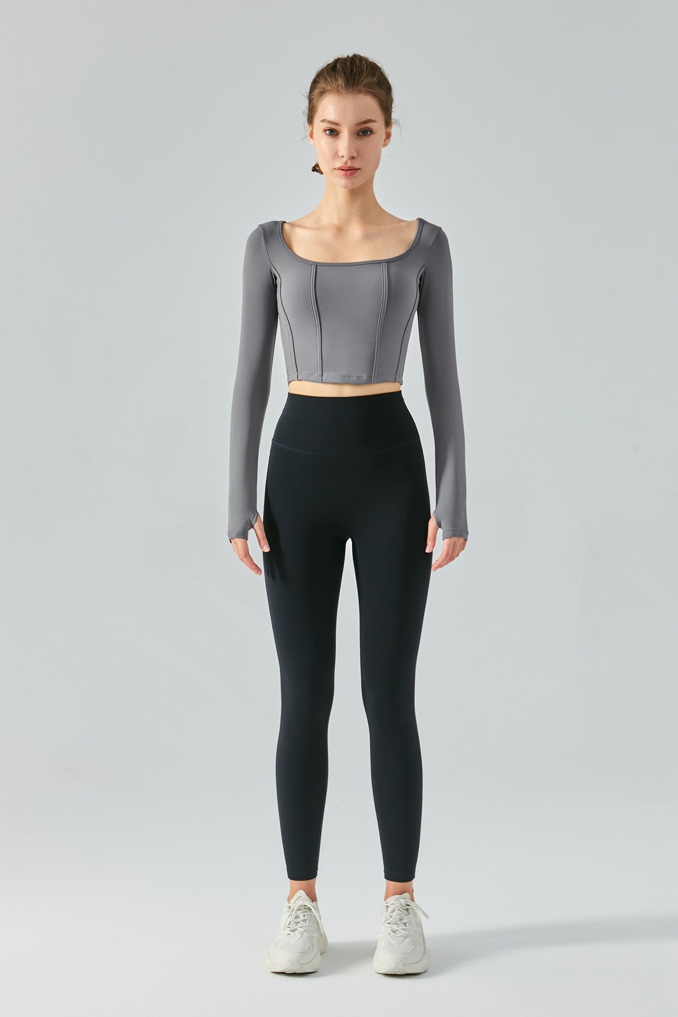 Long Sleeve Sports Seamed Corset Top by bornfocus