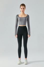 Long Sleeve Sports Seamed Corset Top by bornfocus