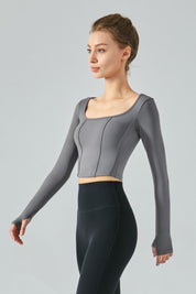 Long Sleeve Sports Seamed Corset Top by bornfocus