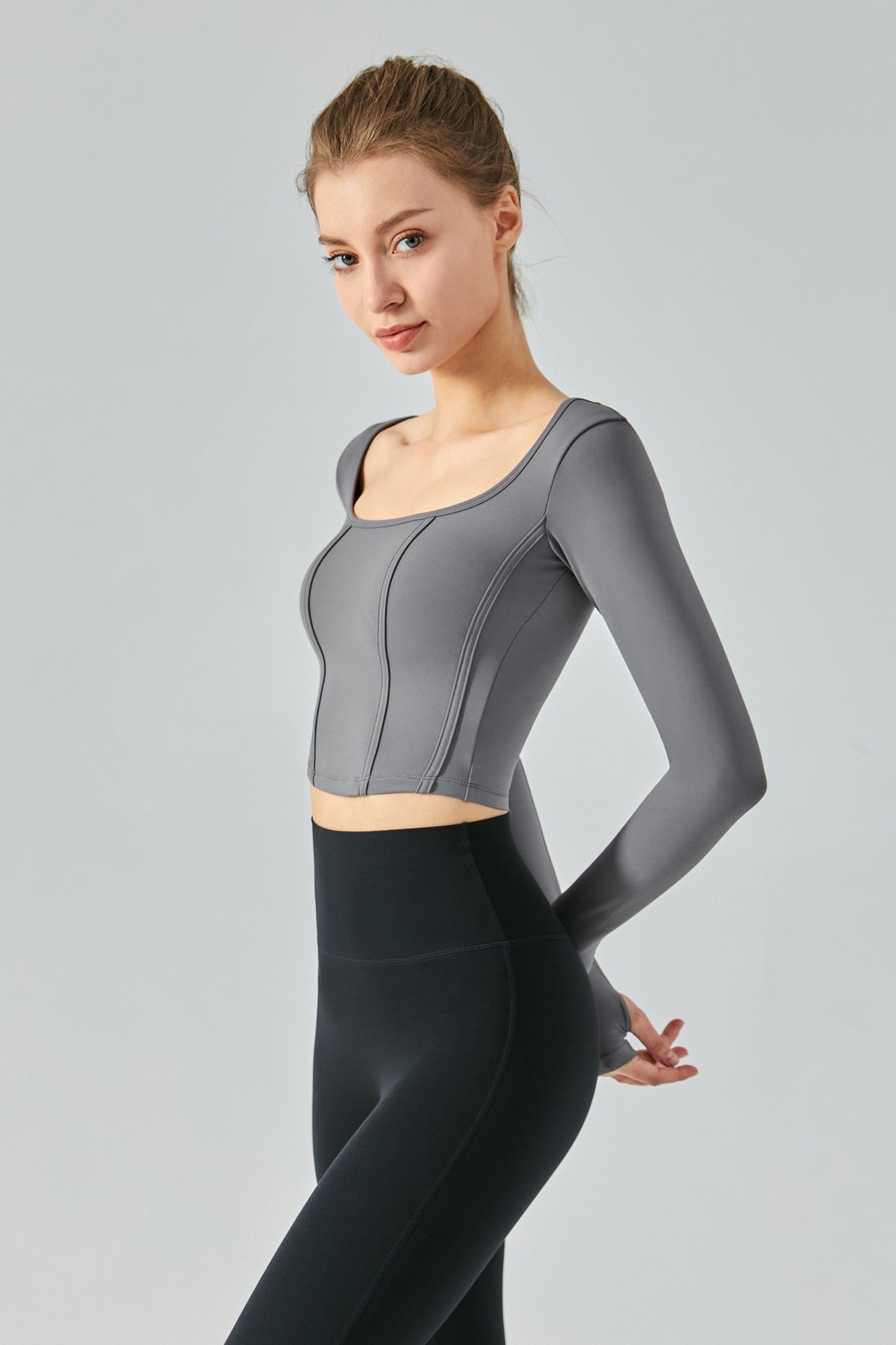 Long Sleeve Sports Seamed Corset Top by bornfocus