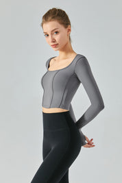Long Sleeve Sports Seamed Corset Top by bornfocus