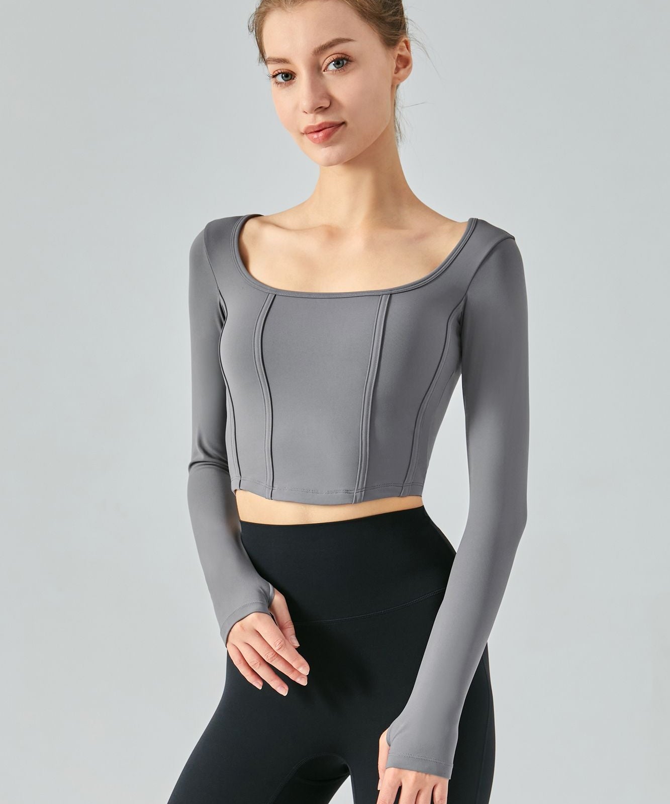 Long Sleeve Sports Seamed Corset Top by bornfocus