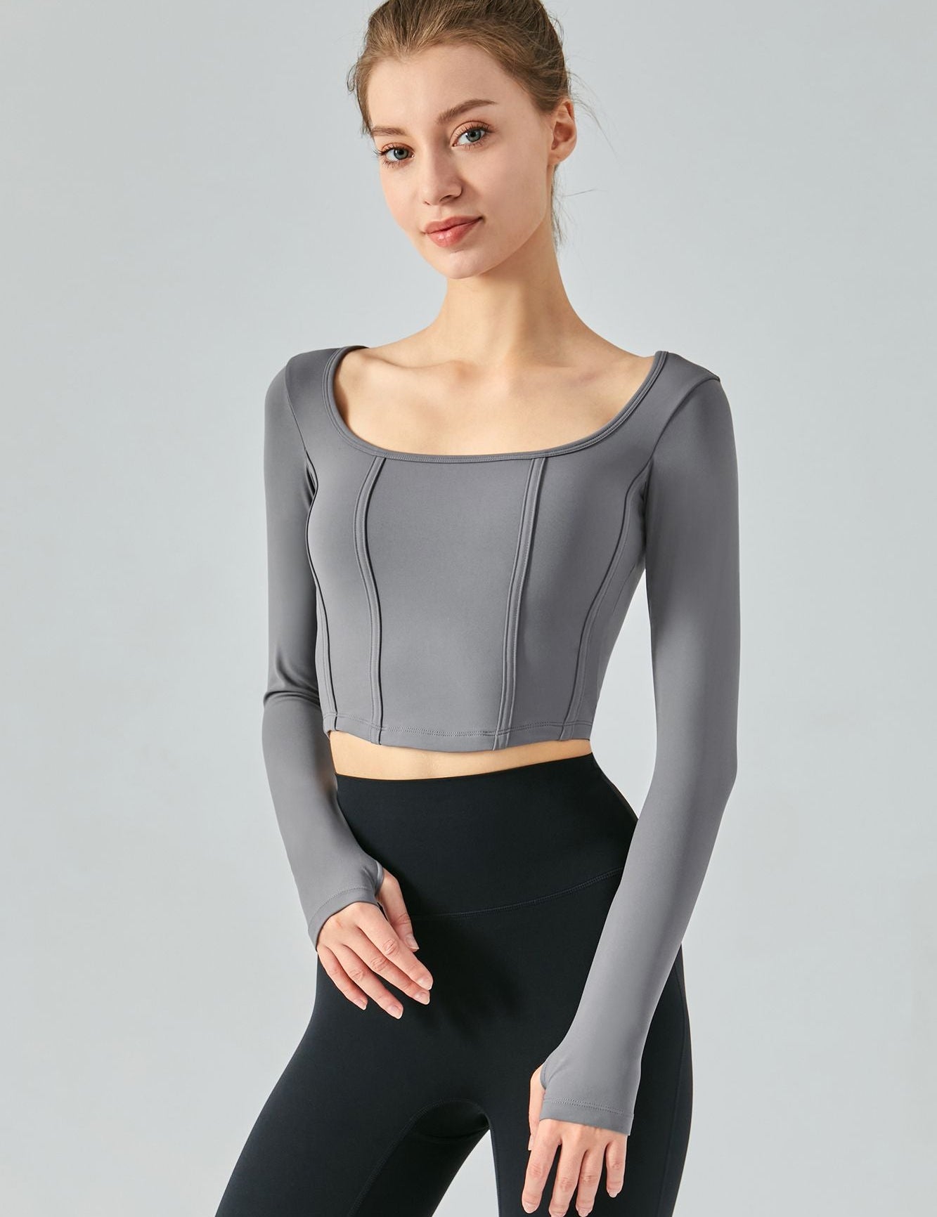 Long Sleeve Sports Seamed Corset Top by bornfocus