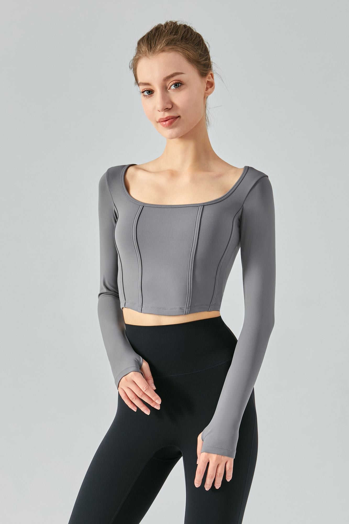 Long Sleeve Sports Seamed Corset Top by bornfocus