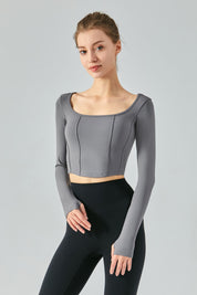 Long Sleeve Sports Seamed Corset Top by bornfocus