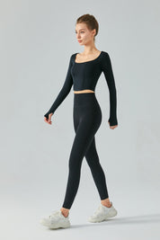 Long Sleeve Sports Seamed Corset Top by bornfocus