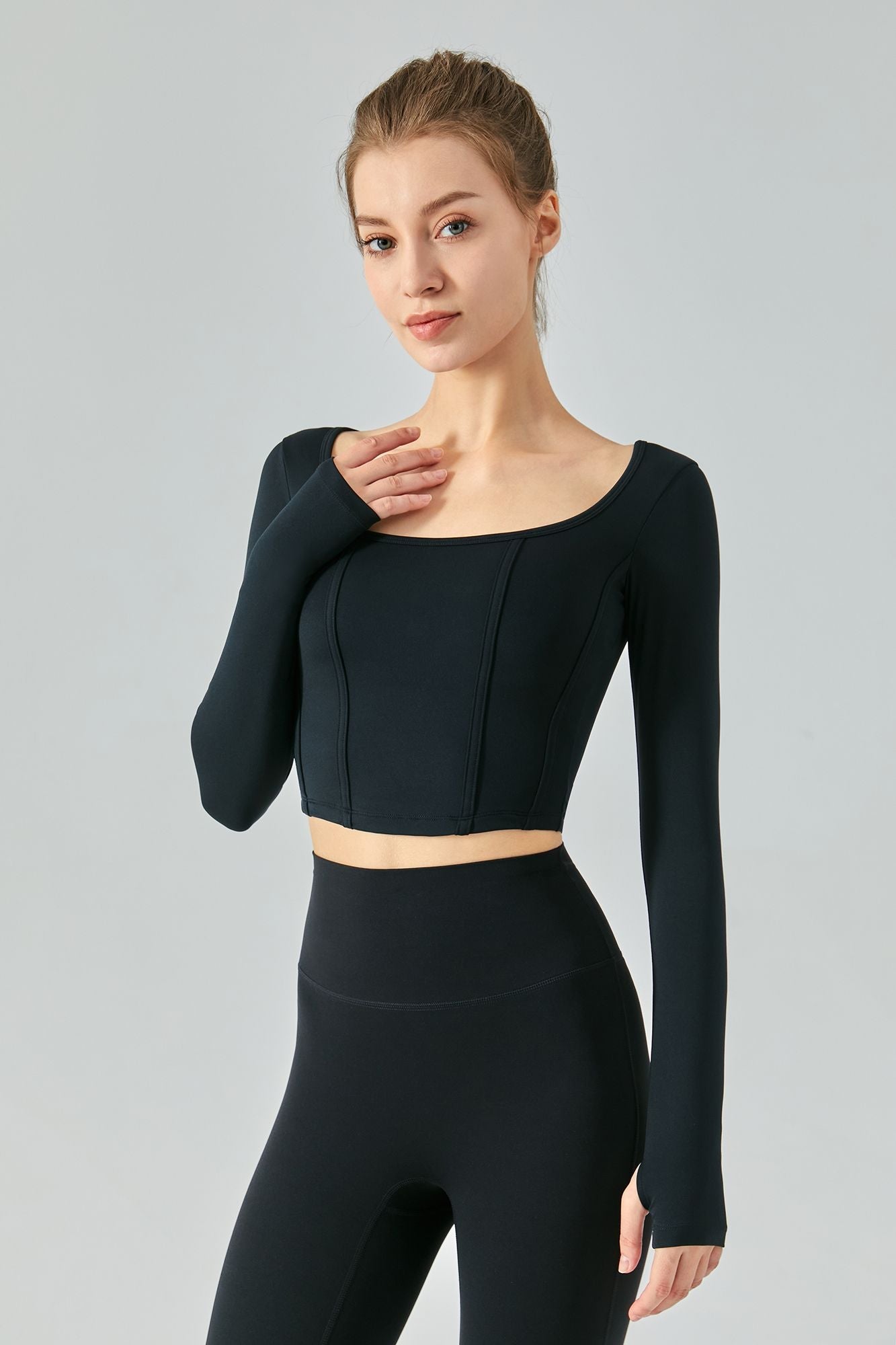 Long Sleeve Sports Seamed Corset Top by bornfocus
