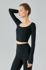 Long Sleeve Sports Seamed Corset Top by bornfocus