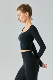 Long Sleeve Sports Seamed Corset Top by bornfocus
