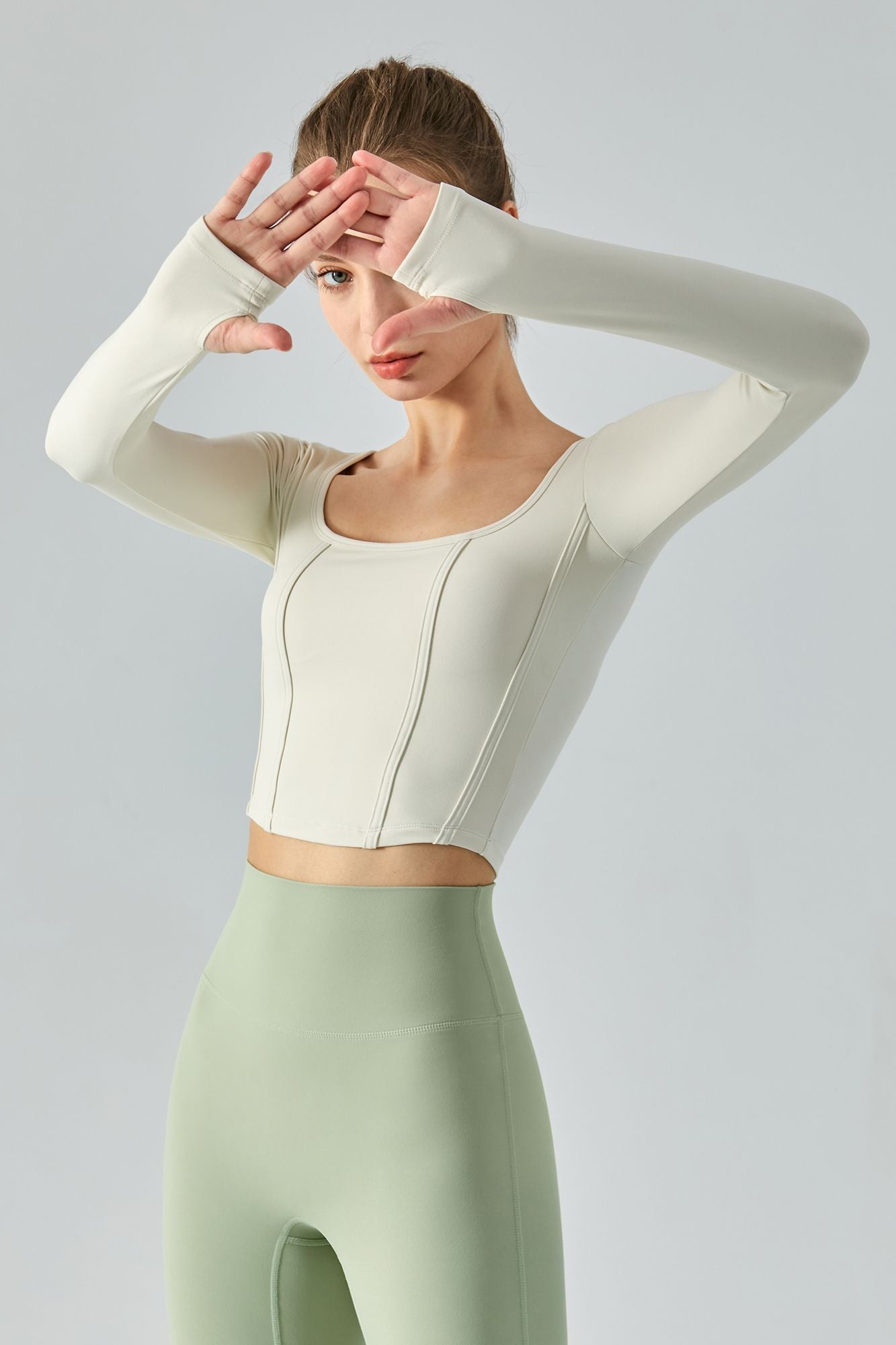 Long Sleeve Sports Seamed Corset Top by bornfocus