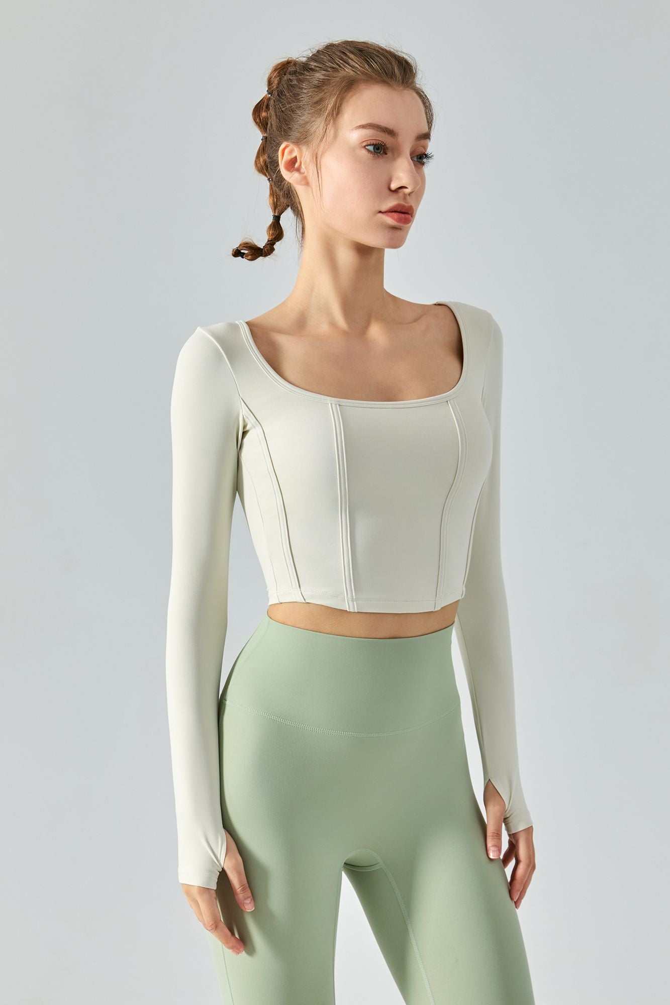 Long Sleeve Sports Seamed Corset Top by bornfocus