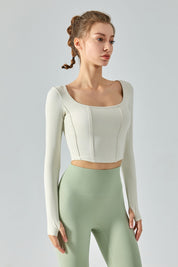 Long Sleeve Sports Seamed Corset Top by bornfocus