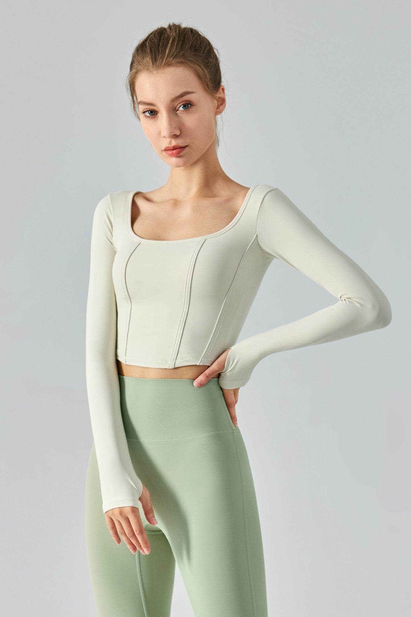 Long Sleeve Sports Seamed Corset Top by bornfocus