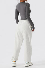 Ruched-Front Crop Long Sleeve Tops by bornfocus