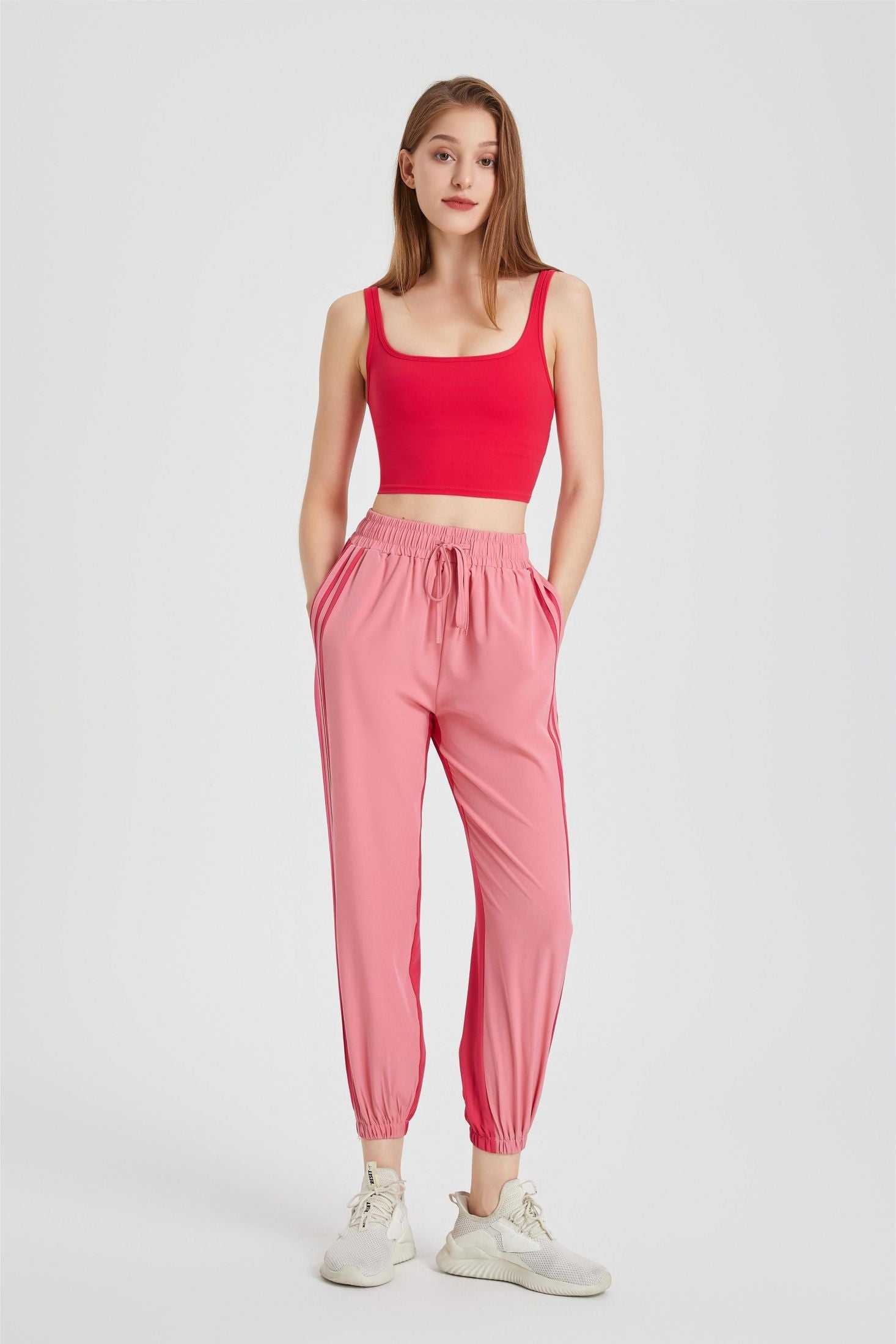 Color-Blocking Jogger Tapered Pants by bornfocus