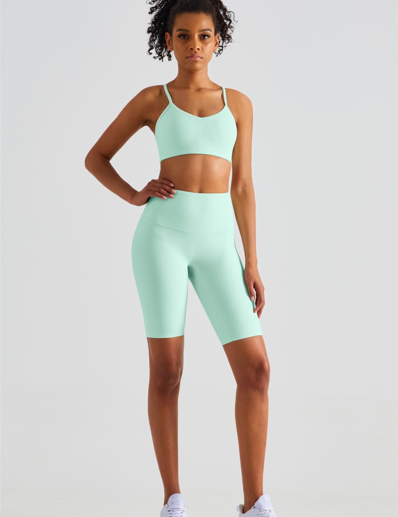 Ribbed Sports Bra & Shorts Activewear Set by bornfocus