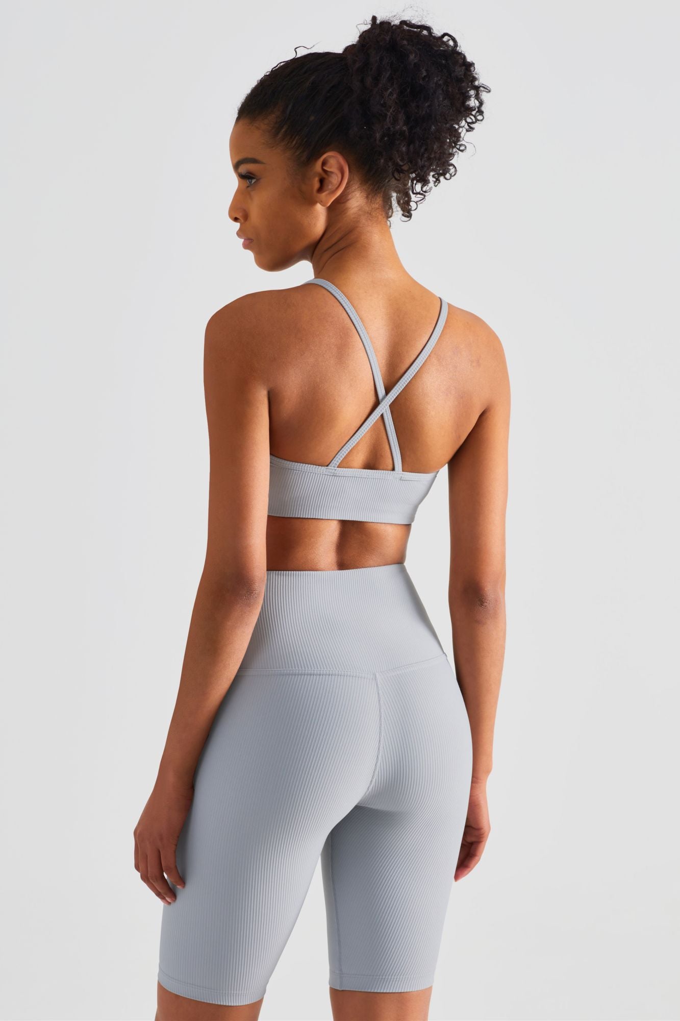 Ribbed Sports Bra & Shorts Activewear Set by bornfocus