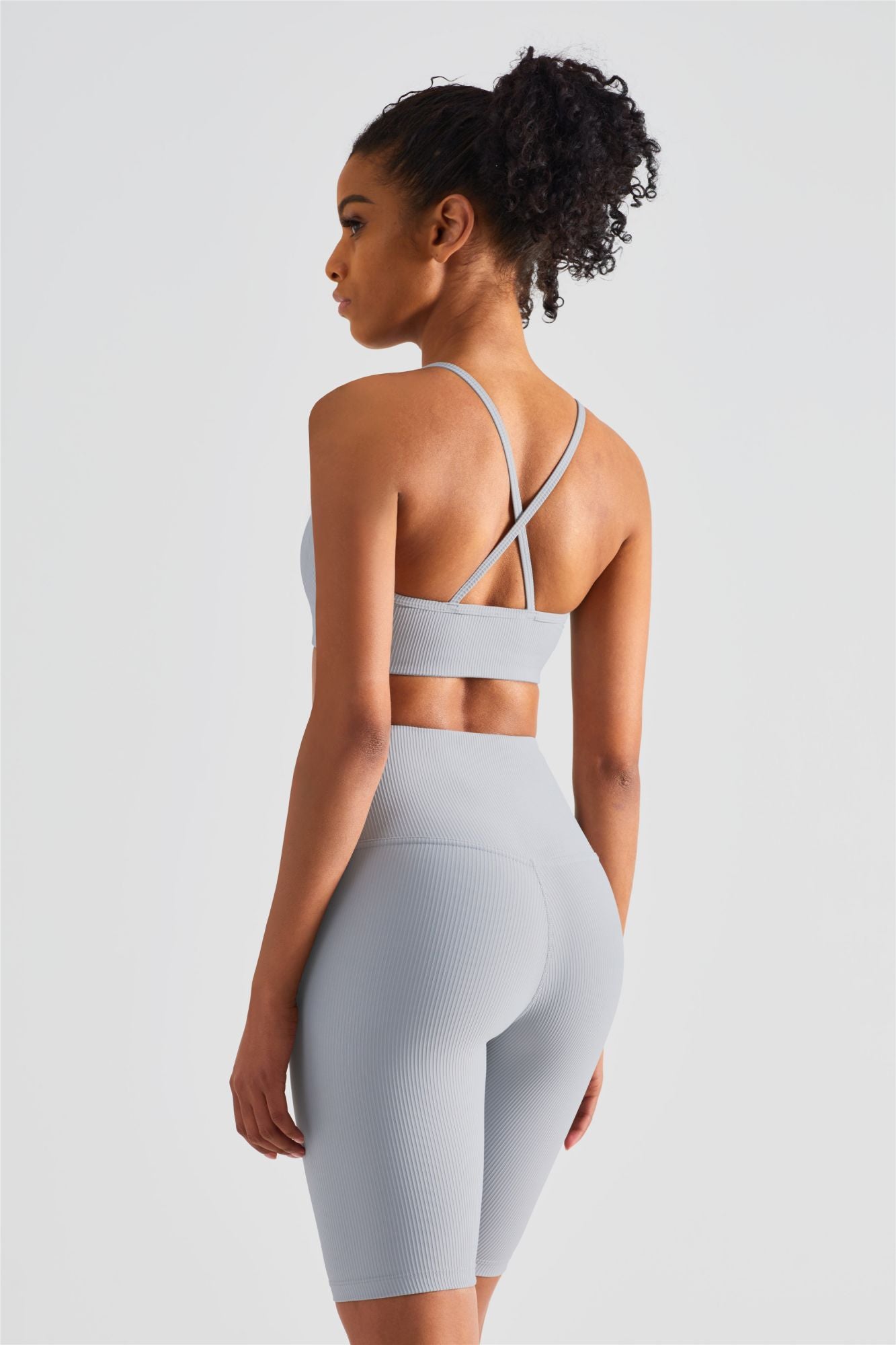 Ribbed Sports Bra & Shorts Activewear Set by bornfocus