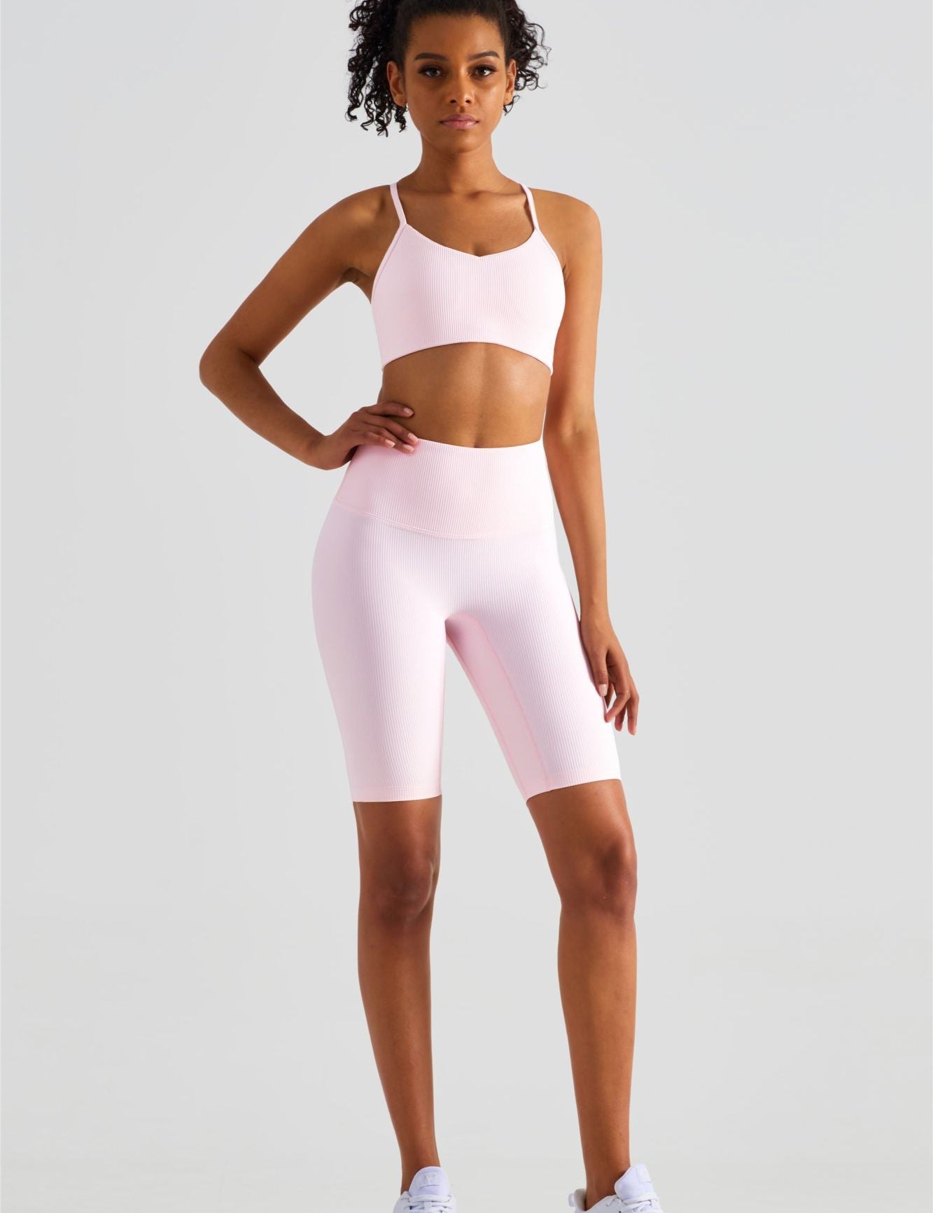 Ribbed Sports Bra & Shorts Activewear Set by bornfocus