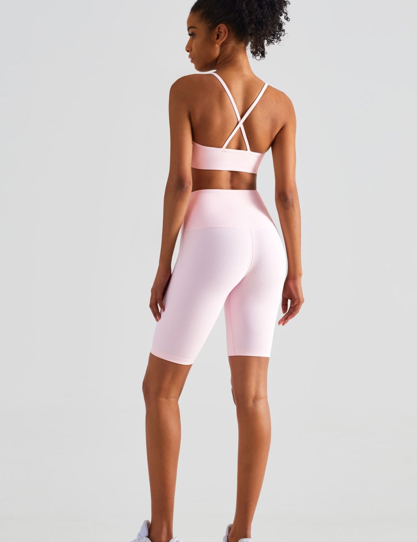 Ribbed Sports Bra & Shorts Activewear Set by bornfocus