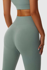 Ribbed Seamless Workout Leggings by bornfocus