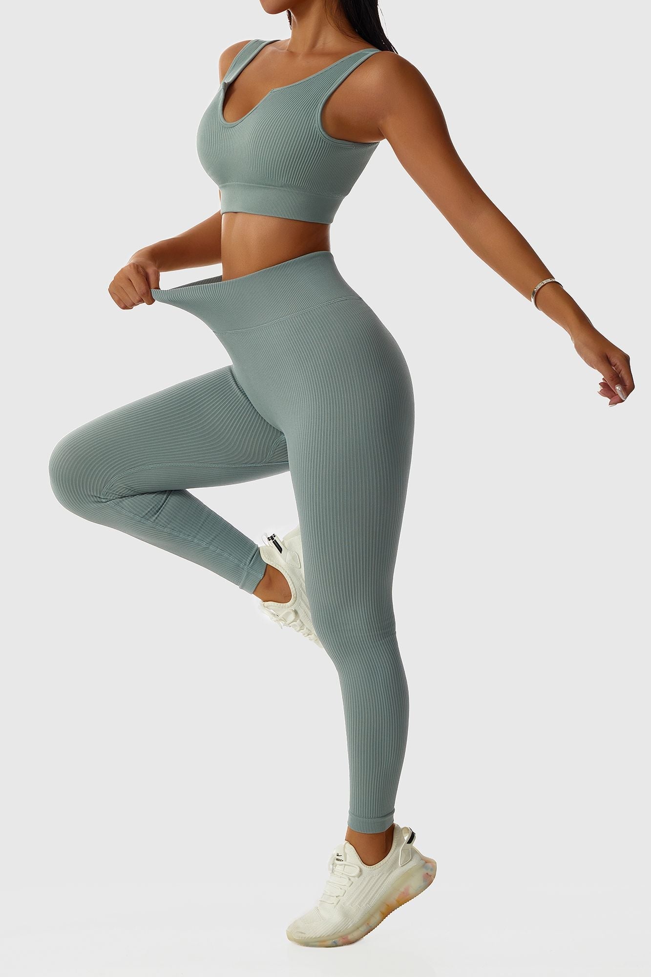 Ribbed Seamless Workout Leggings by bornfocus