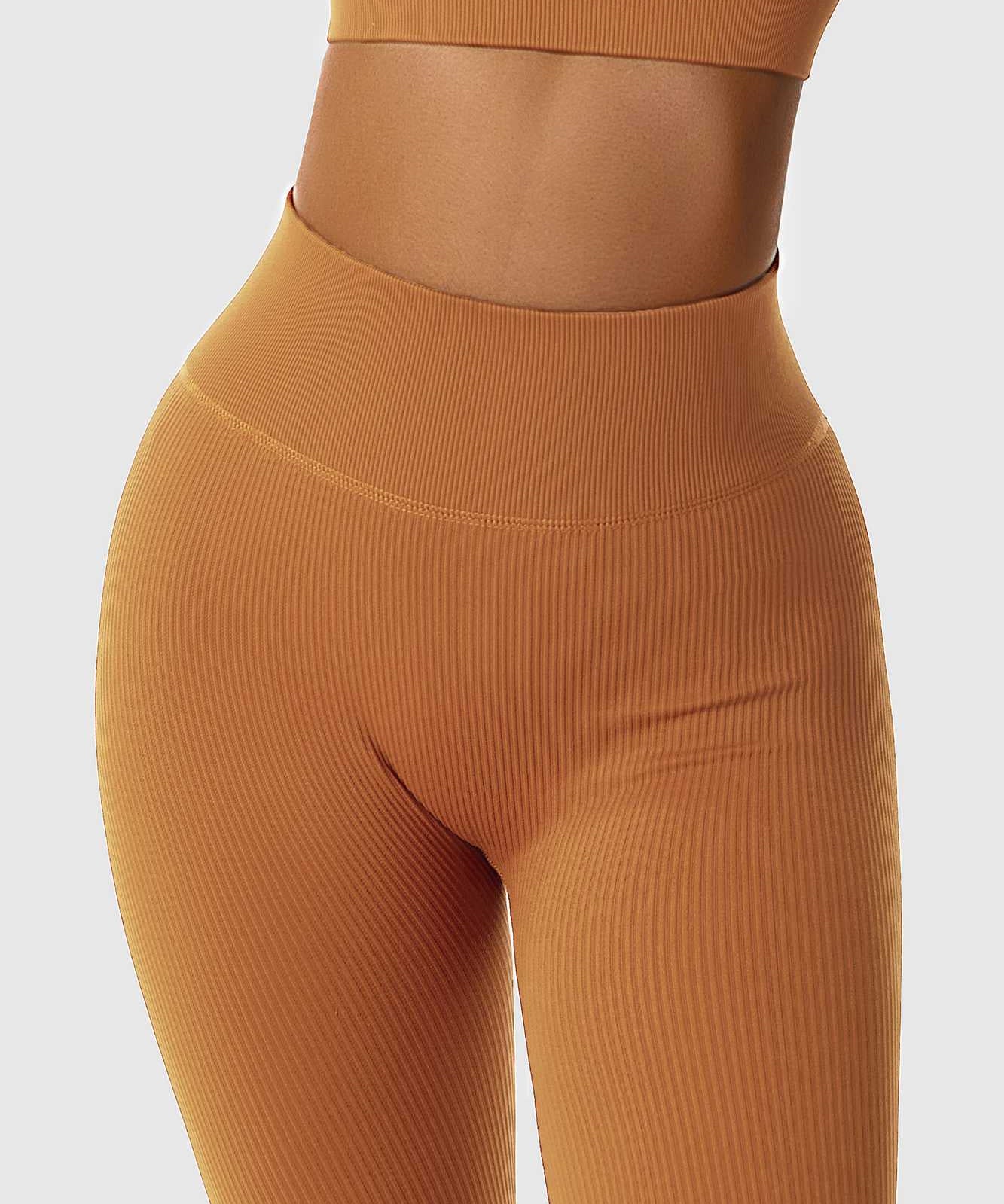 Ribbed Seamless Workout Leggings by bornfocus