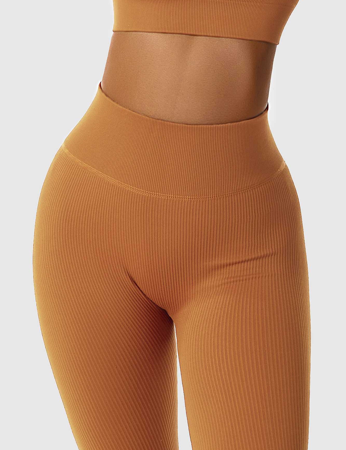 Ribbed Seamless Workout Leggings by bornfocus