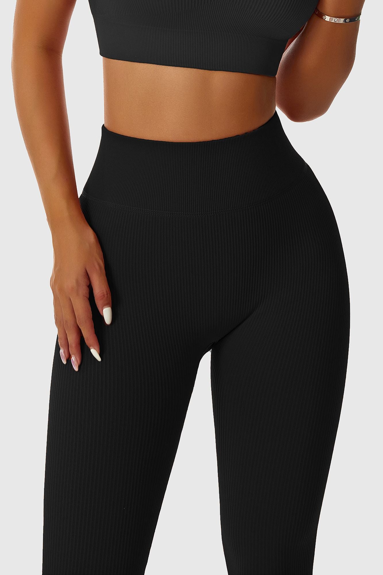 Ribbed Seamless Workout Leggings by bornfocus