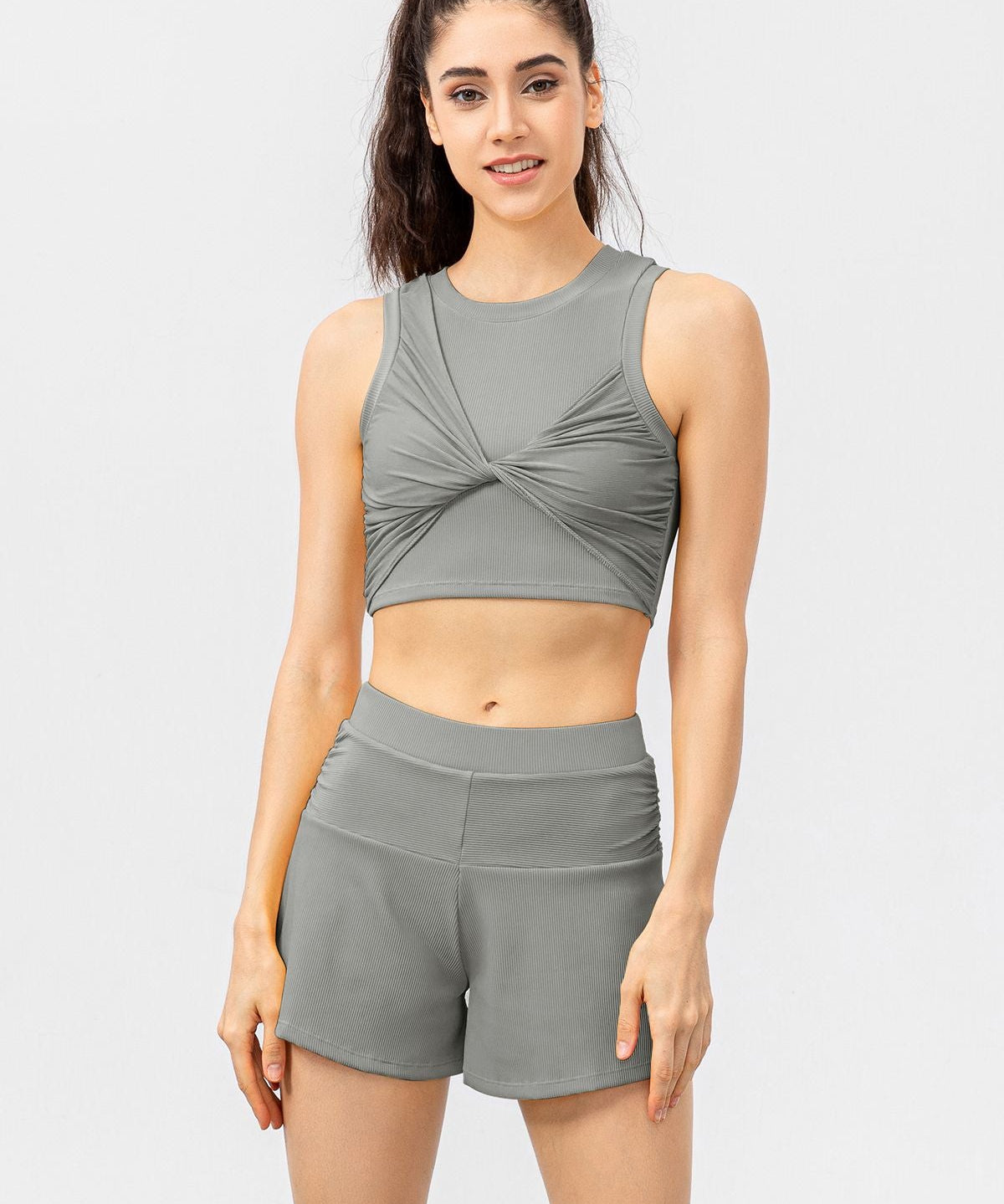 Ribbed Tank Top and Shorts Athleisure Set by bornfocus