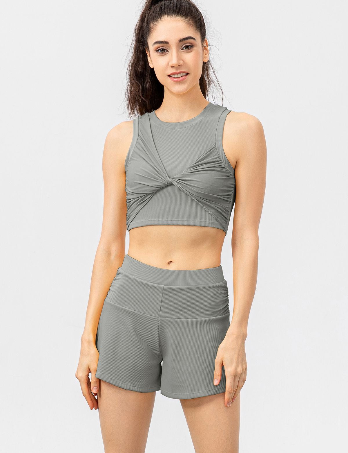 Ribbed Tank Top and Shorts Athleisure Set by bornfocus