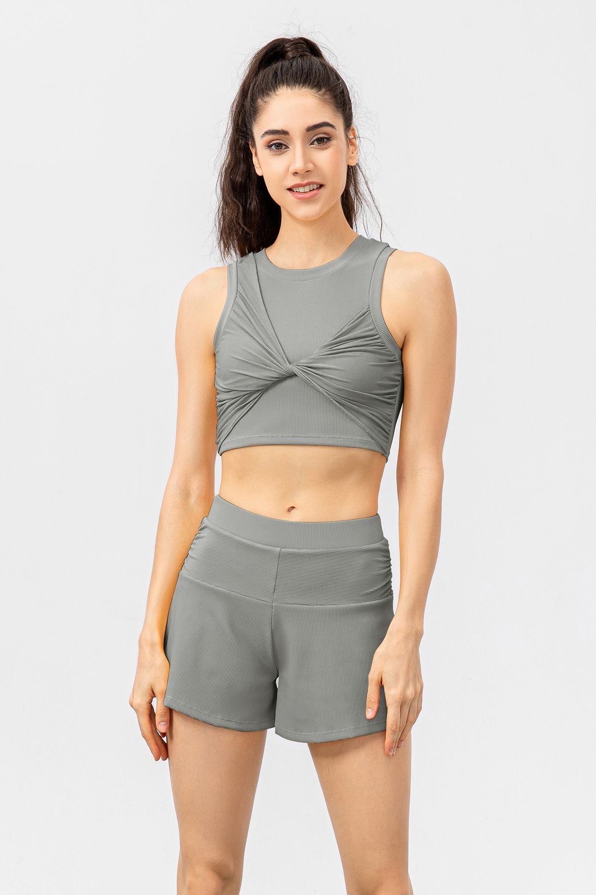 Ribbed Tank Top and Shorts Athleisure Set by bornfocus