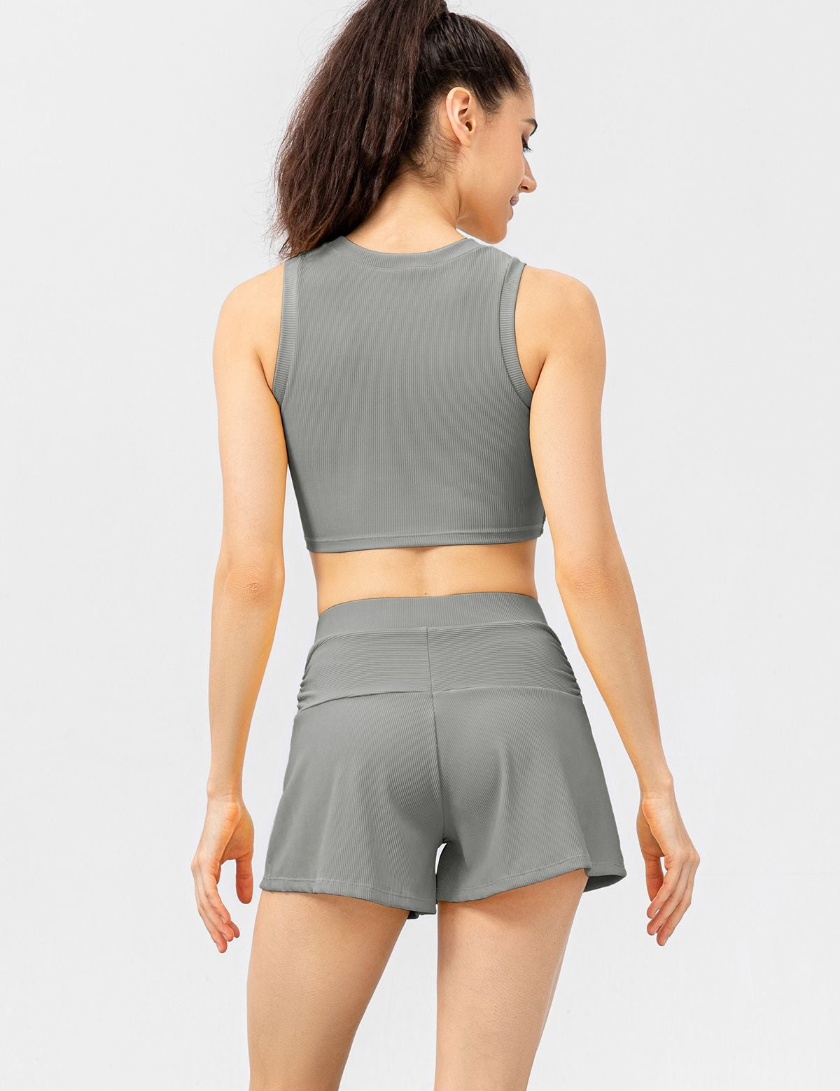 Ribbed Tank Top and Shorts Athleisure Set by bornfocus