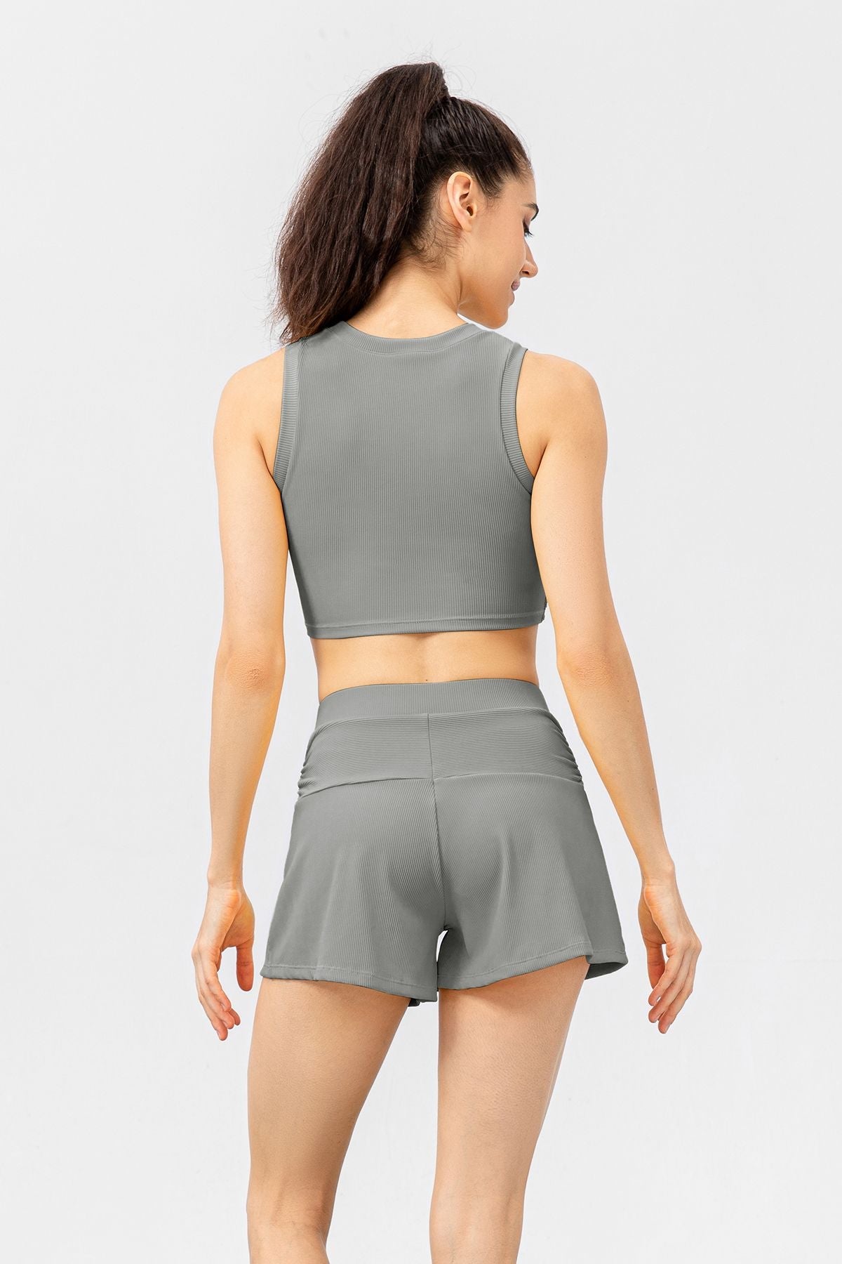 Ribbed Tank Top and Shorts Athleisure Set by bornfocus