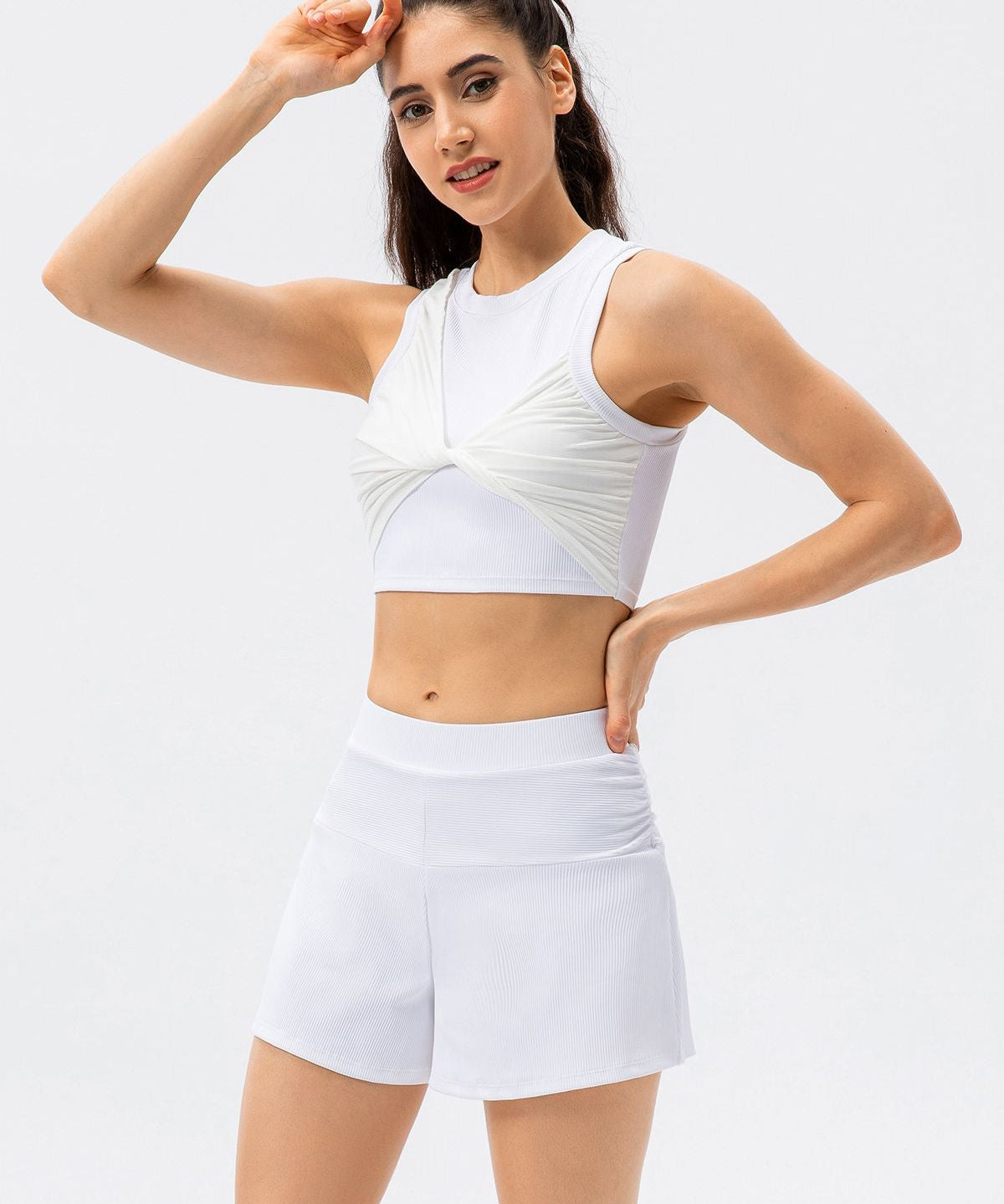 Ribbed Tank Top and Shorts Athleisure Set by bornfocus