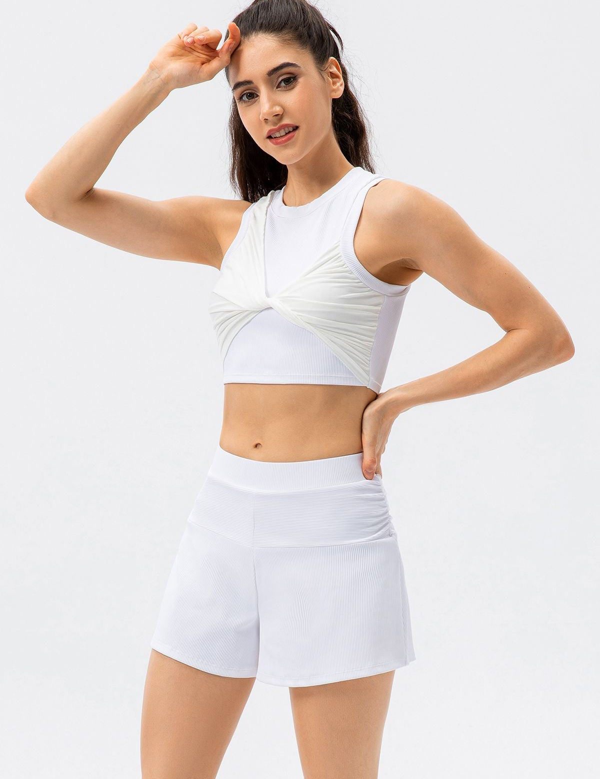 Ribbed Tank Top and Shorts Athleisure Set by bornfocus