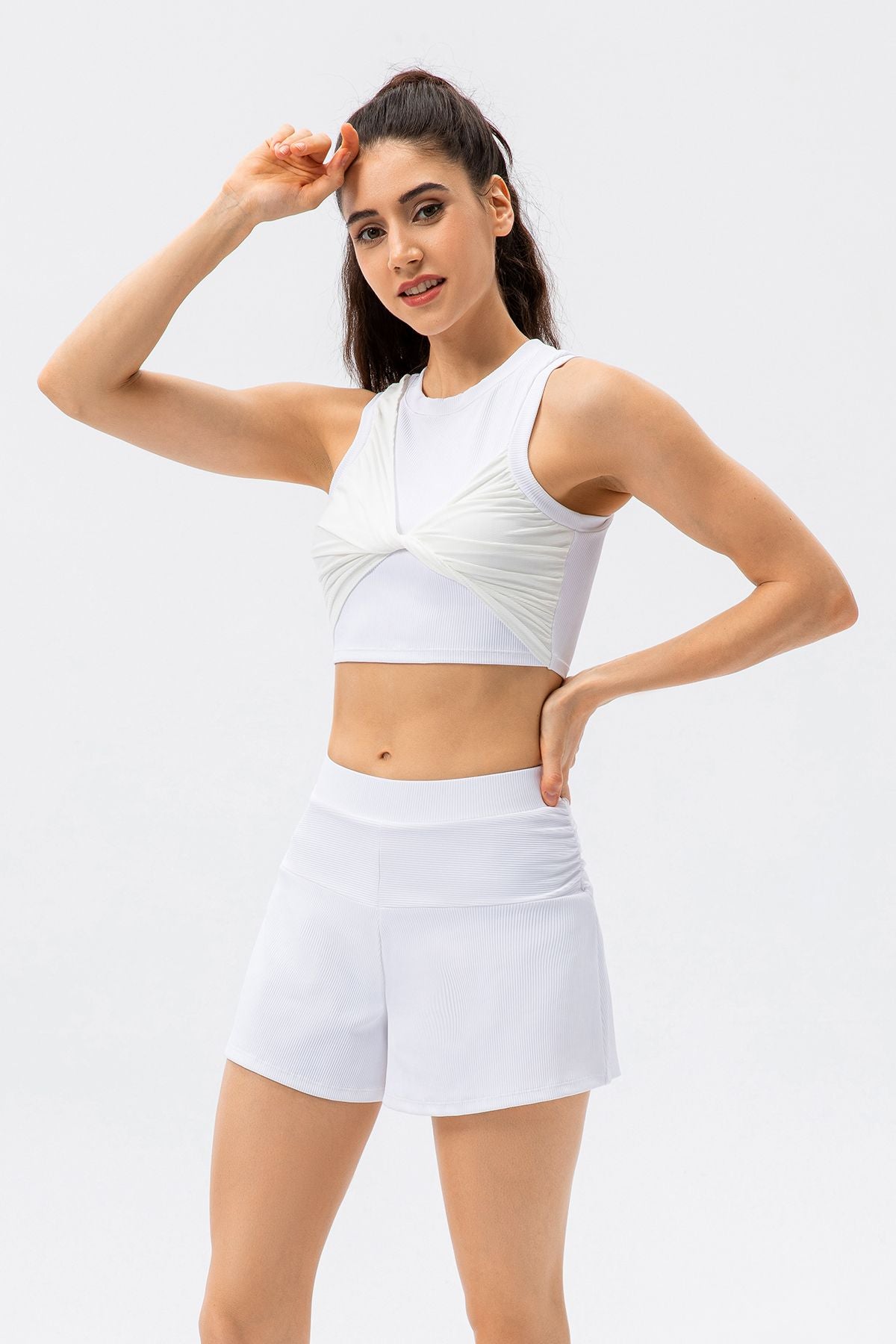 Ribbed Tank Top and Shorts Athleisure Set by bornfocus