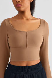 Ribbed Crop Pullover Top With Built-In Bra by bornfocus