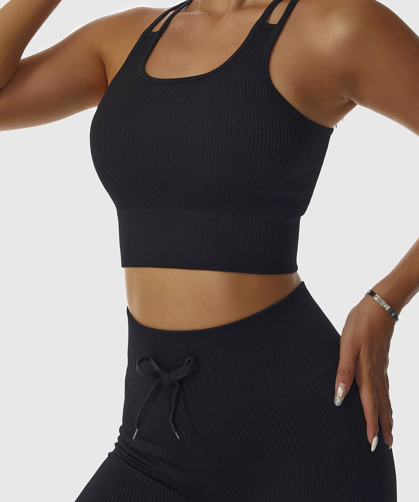 Ribbed Longline Racer Crop Top by bornfocus