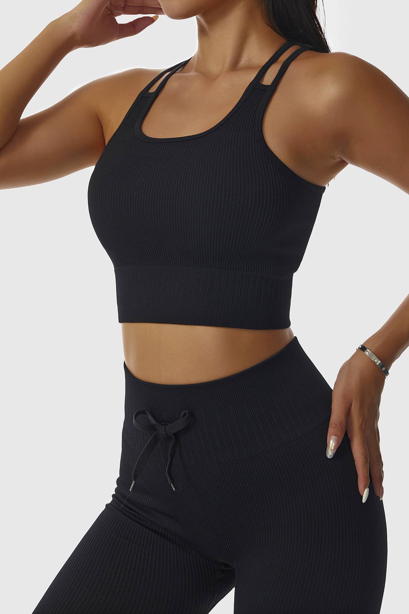 Ribbed Longline Racer Crop Top by bornfocus