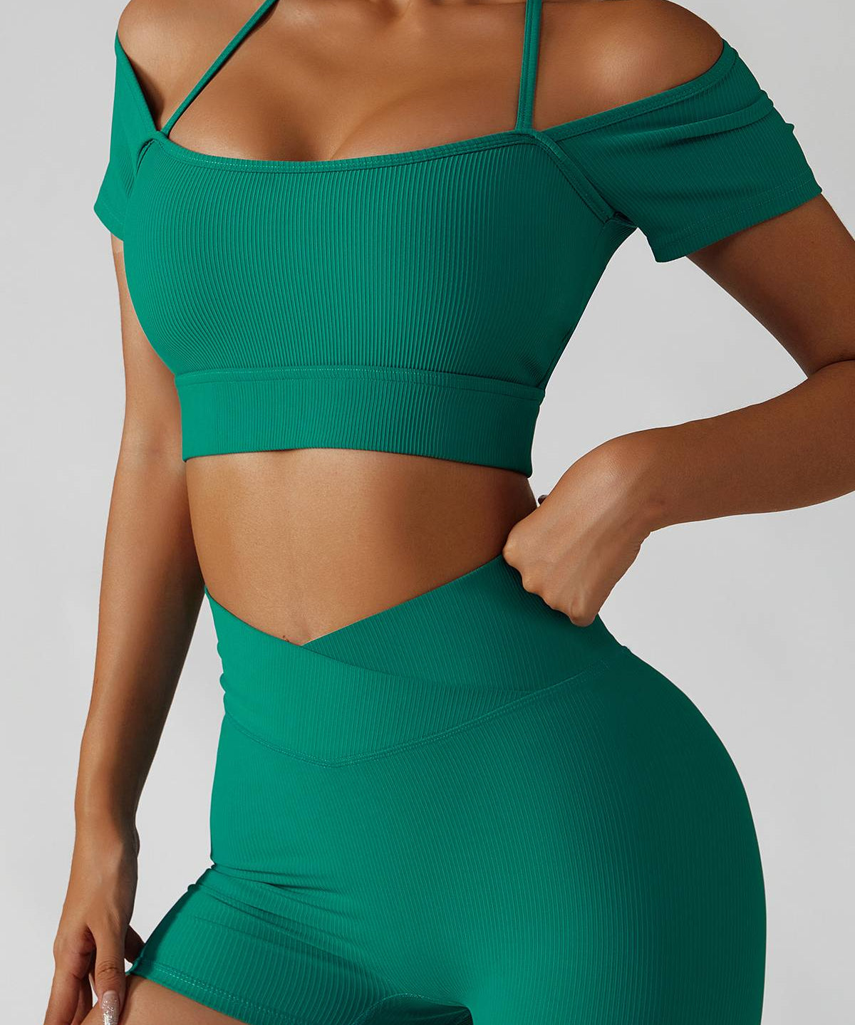 Short Sleeve Halter Spaghetti Strap Tops by bornfocus