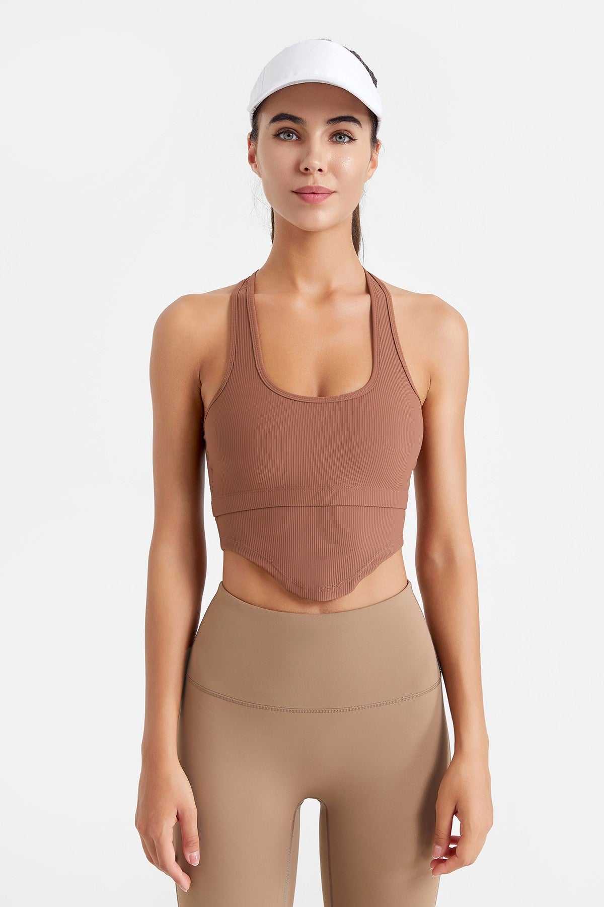 Ribbed Sleeveless Bustier Crop Top by bornfocus