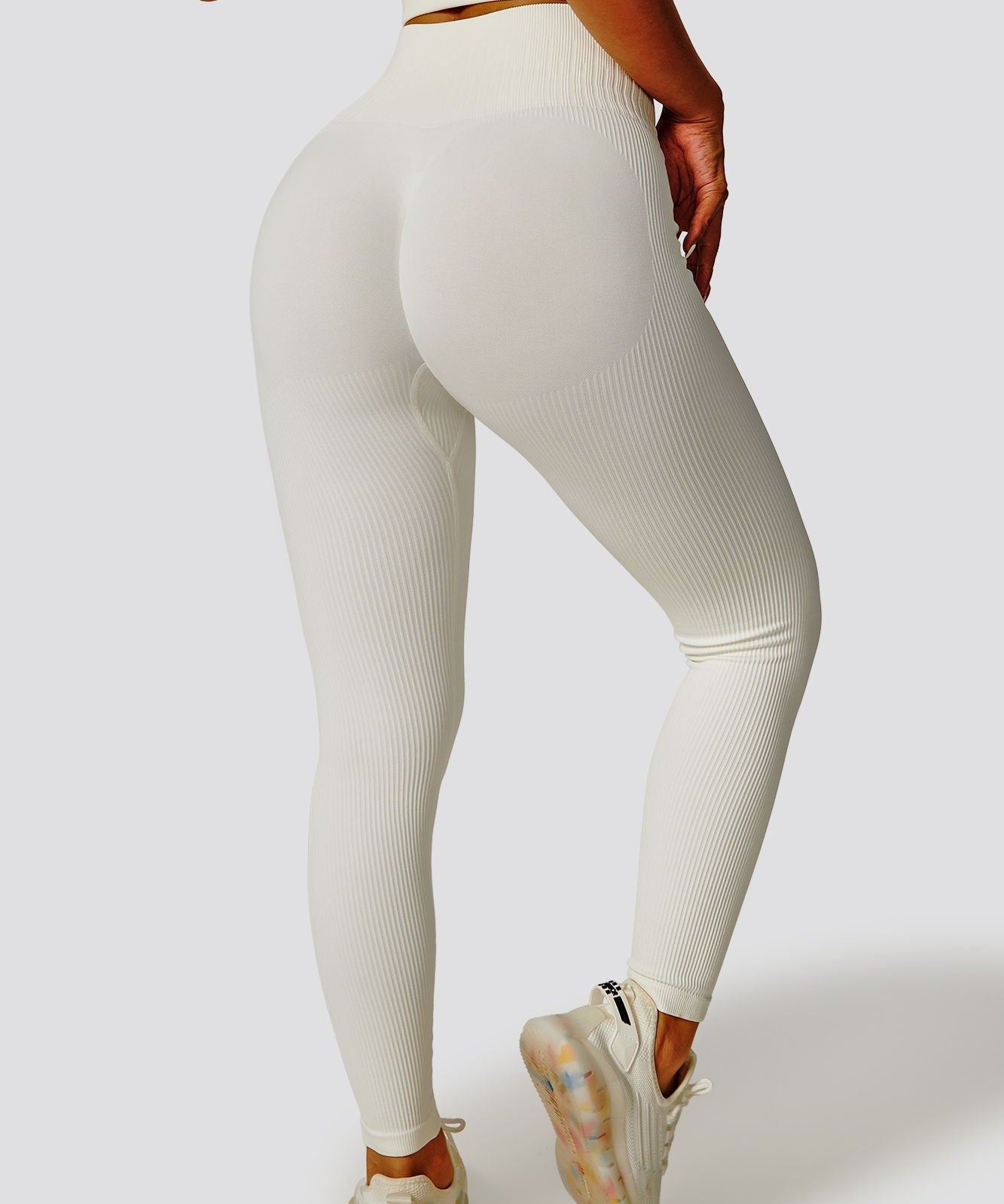 Ribbed Tie Front Seamless Workout Leggings by bornfocus