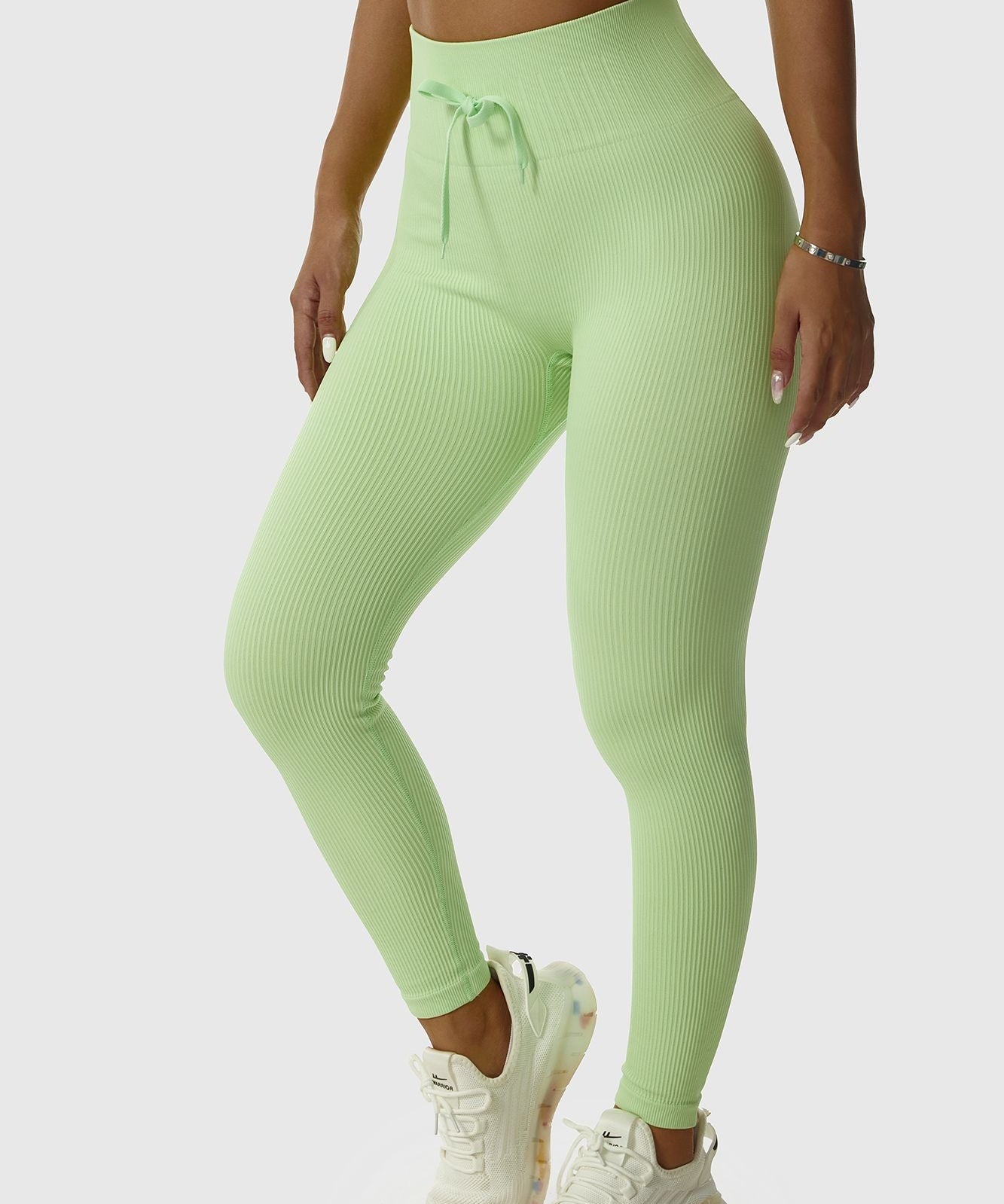 Ribbed Tie Front Seamless Workout Leggings by bornfocus