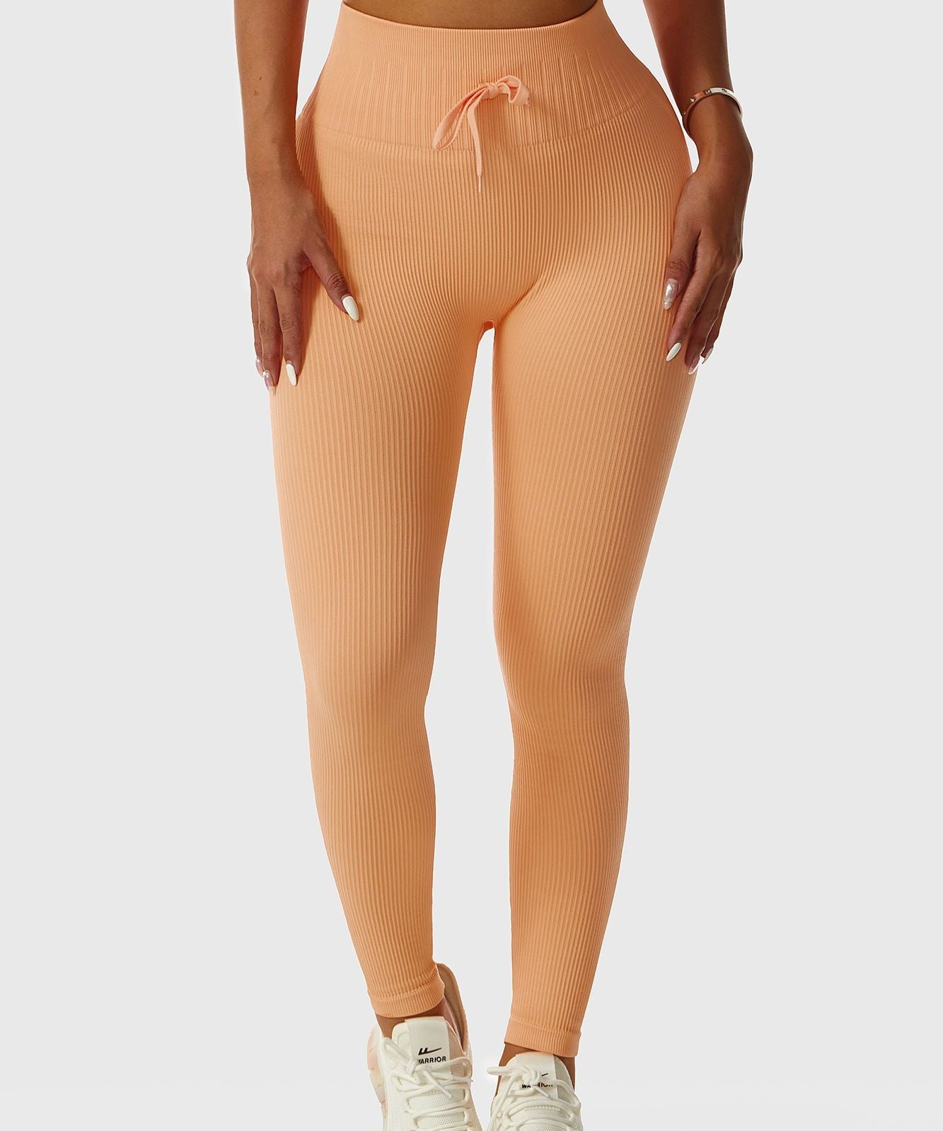 Ribbed Tie Front Seamless Workout Leggings by bornfocus