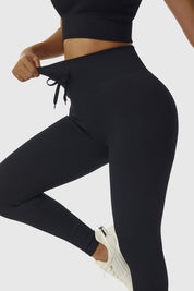 Ribbed Tie Front Seamless Workout Leggings by bornfocus