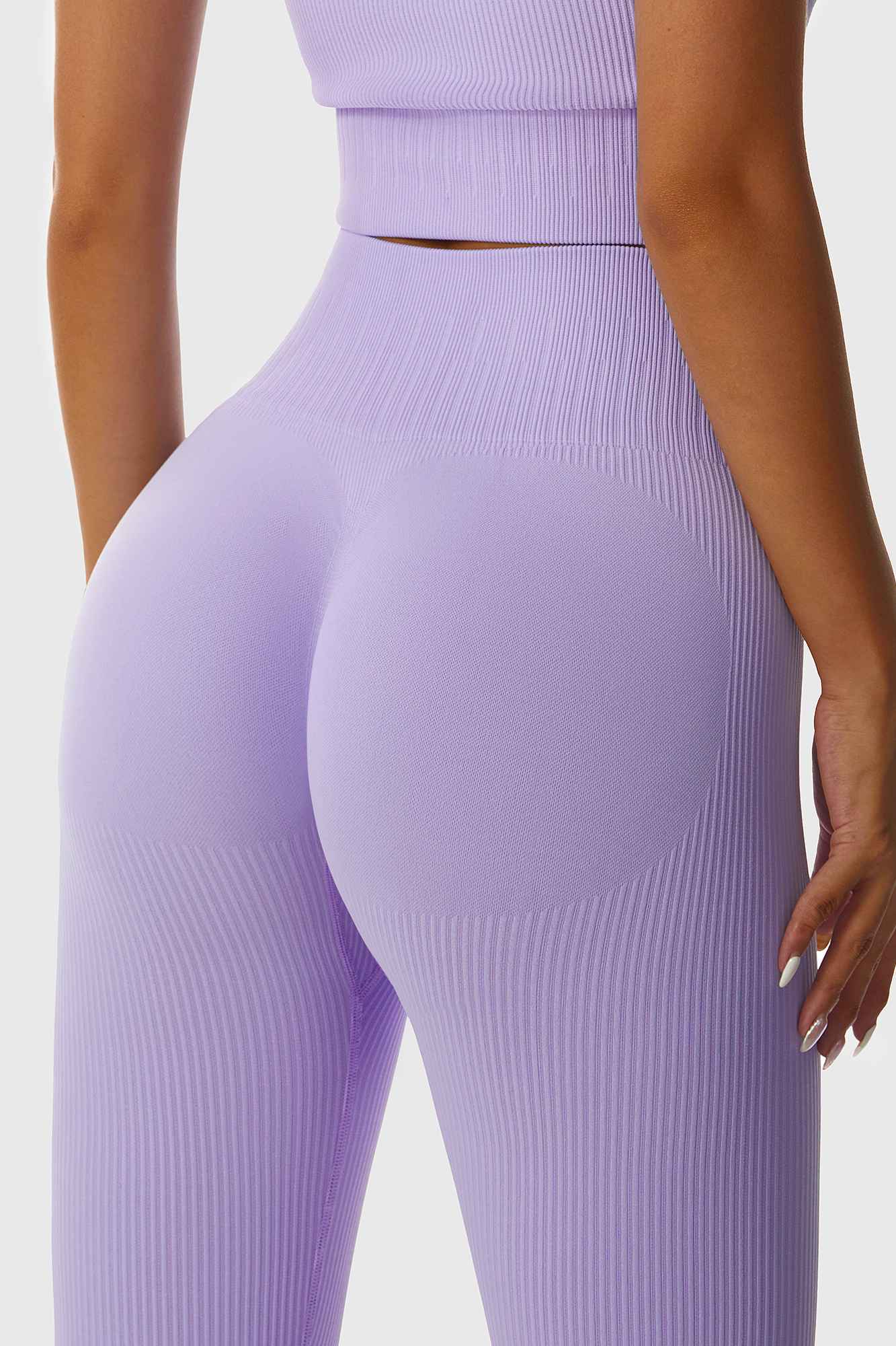 Ribbed Tie Front Seamless Workout Leggings by bornfocus