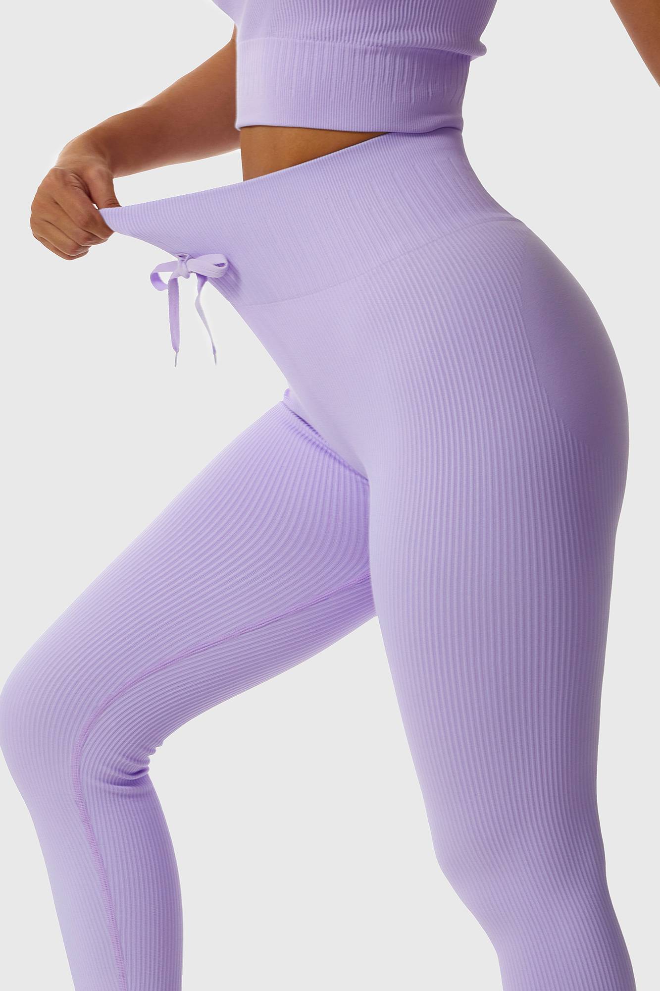 Ribbed Tie Front Seamless Workout Leggings by bornfocus