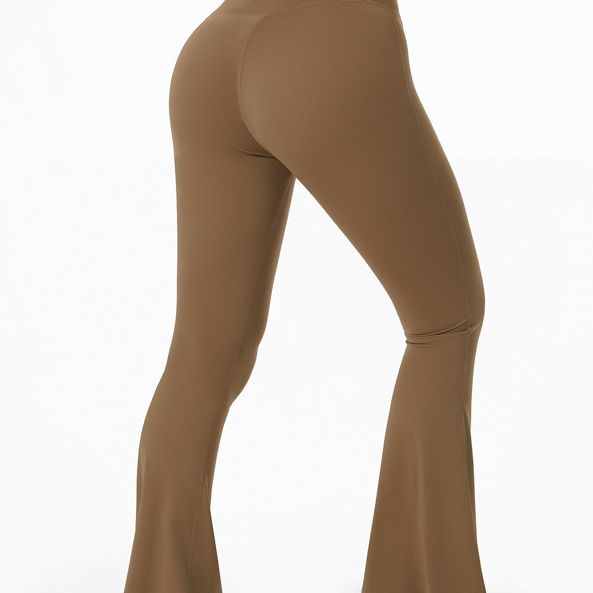 Ruched Front Waist Tie V-Cut Flared Leggings by bornfocus