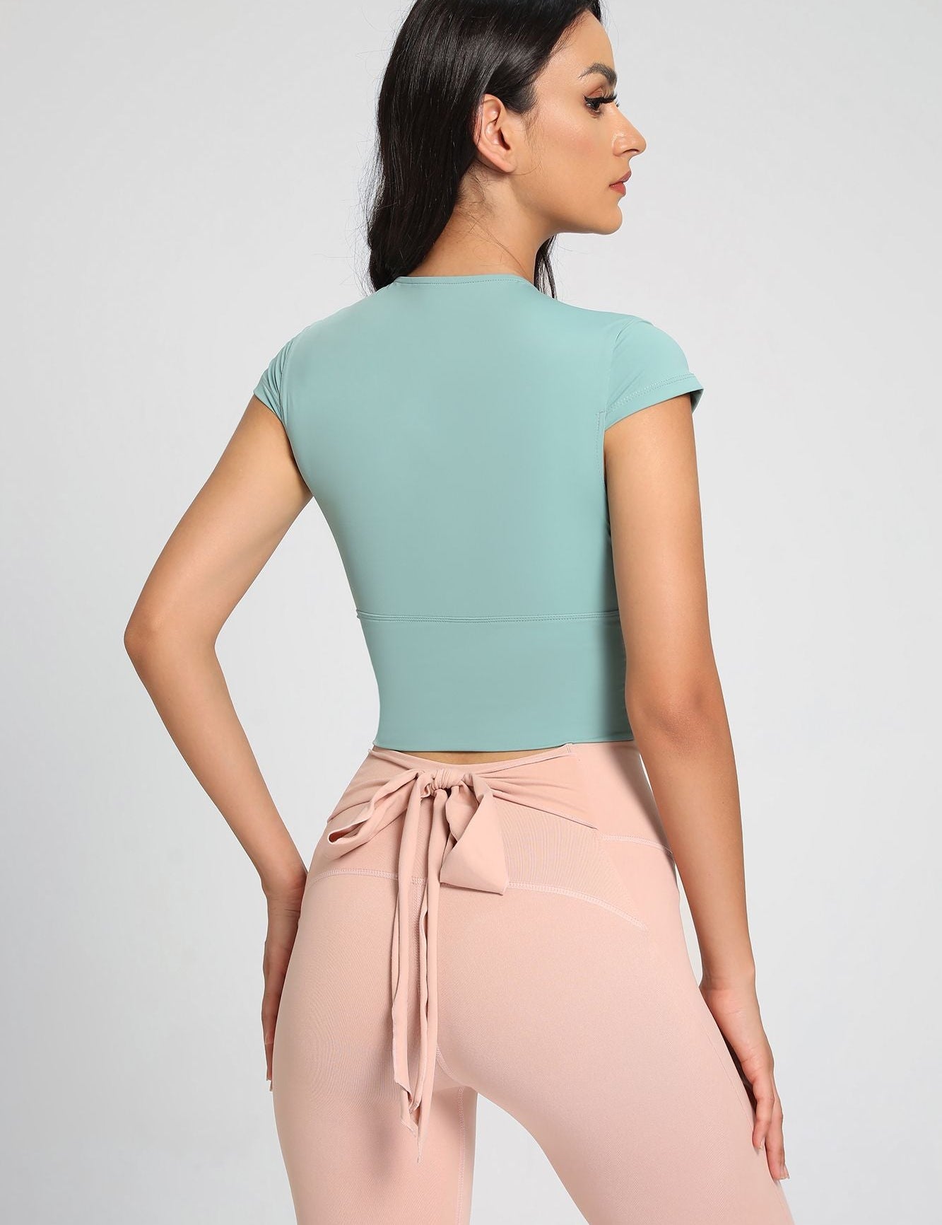 Twist Front Crop Top with Built in Bra by bornfocus